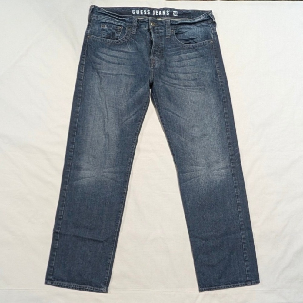 Guess Jeans Rebel Straight Leg Dark Wash Button Fly Denim Mens 36x33